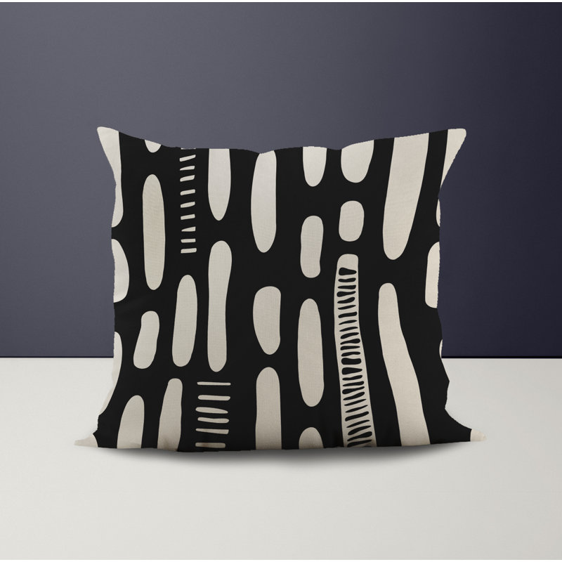 Jeté carré en polyester intérieur / extérieur, L 19 po x H 19 po, Noir / bleu marine