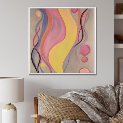Danse de l'ombre, illustration vintage jaune et rose - peinture abstraite, impressions d'art mural