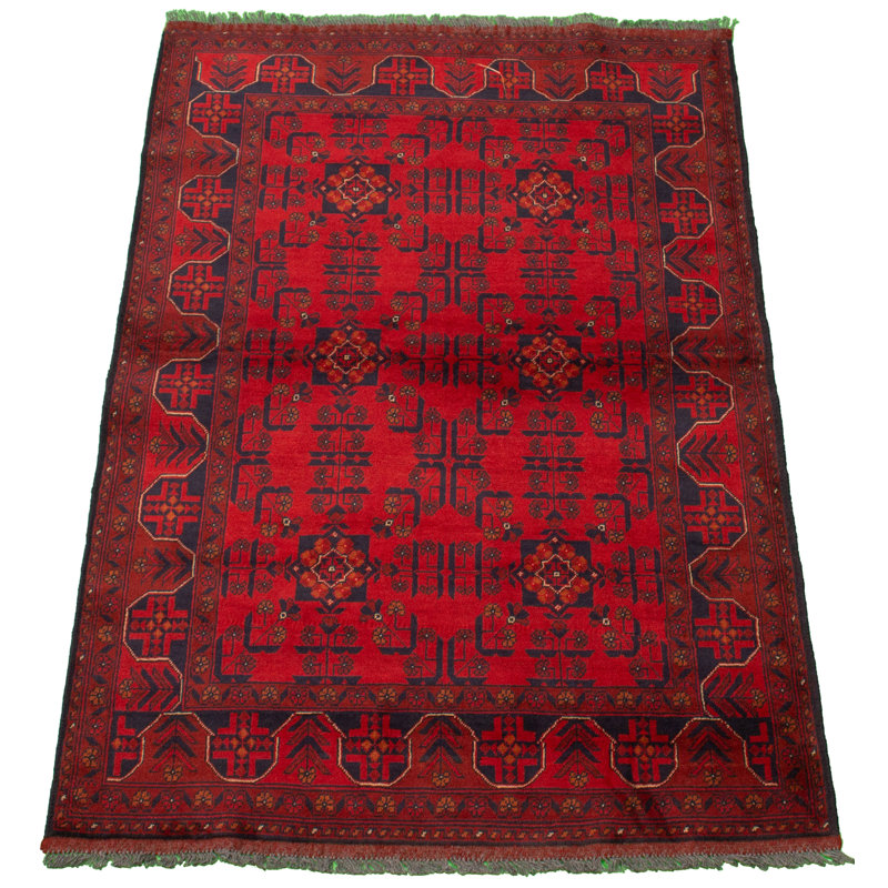 Tapis de zone en laine rouge/noir 4 pi x 6 pi 3 po à main one-of-kind-noué la 2010 esari turque Bagatelle