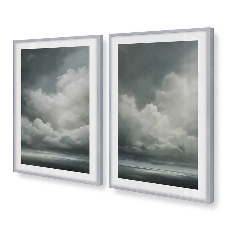 Ensemble de 2 estampes Sombre Skydance, H 21,25 po x l 34,5 po, Chrome poli
