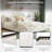 Modern Upholstered Bed Frame Linen Fabric Platform Bed with Solid Wood Legs, White, No Box Spring Needed-1407749727