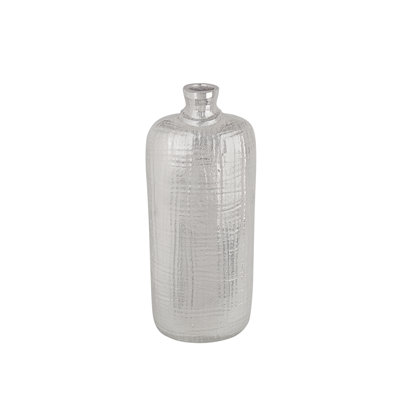 Aspen Creative 17003-11, vase en aluminium massif nickel, pièce maîtresse pour la décoration de salon, chambre à coucher, vase décoratif, L 4-3 / 4 po x l 3 po x H 12-1 / 4 po