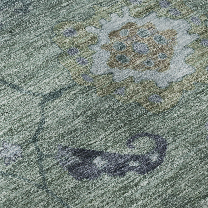 Premium Machine Washable Mayfield AMF2230 Global Rug, 1'8" x 2'6", Green