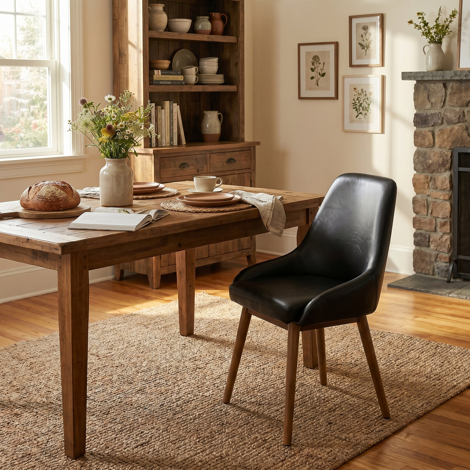 Armchair, Black Faux Leather