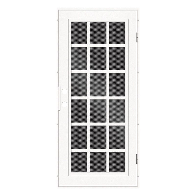 Porte de sécurité Classic Classic en aluminium français avec moustiquaire en métal perforé noir, Blanc, Vers la gauche