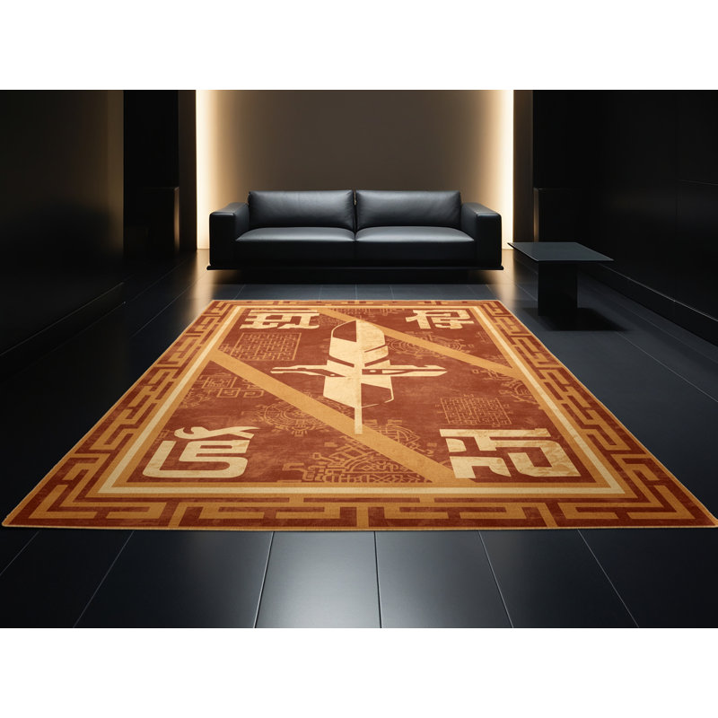 Tapis oriental doux et moelleux de style oriental Dylan - reliure brun clair, 2 pi x 3 pi