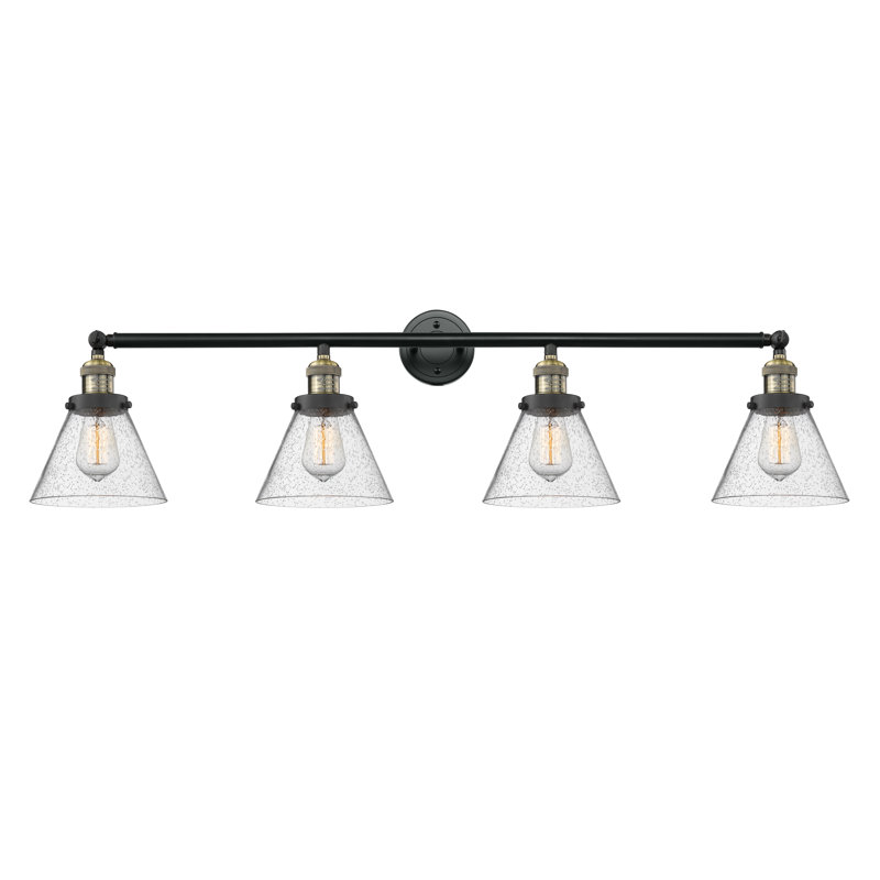 Gebhardt 4 - Light Dimmable Vanity Light, Seedy, 60 Watt Vintage Incandescent Bulb, Antique Brass