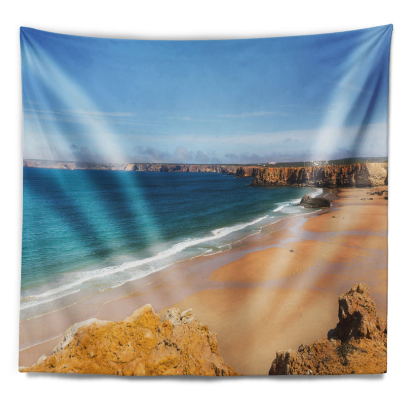 Tapisserie de bord de mer sereine, Rocky Bay, Portugal, H 32 po x l 39 po