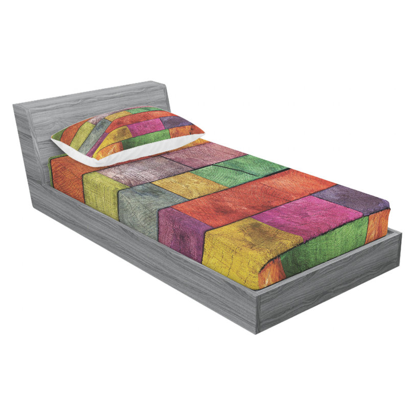 Microfiber Geometric Sheet Set, Twin Sheet Set with Fitted Sheet