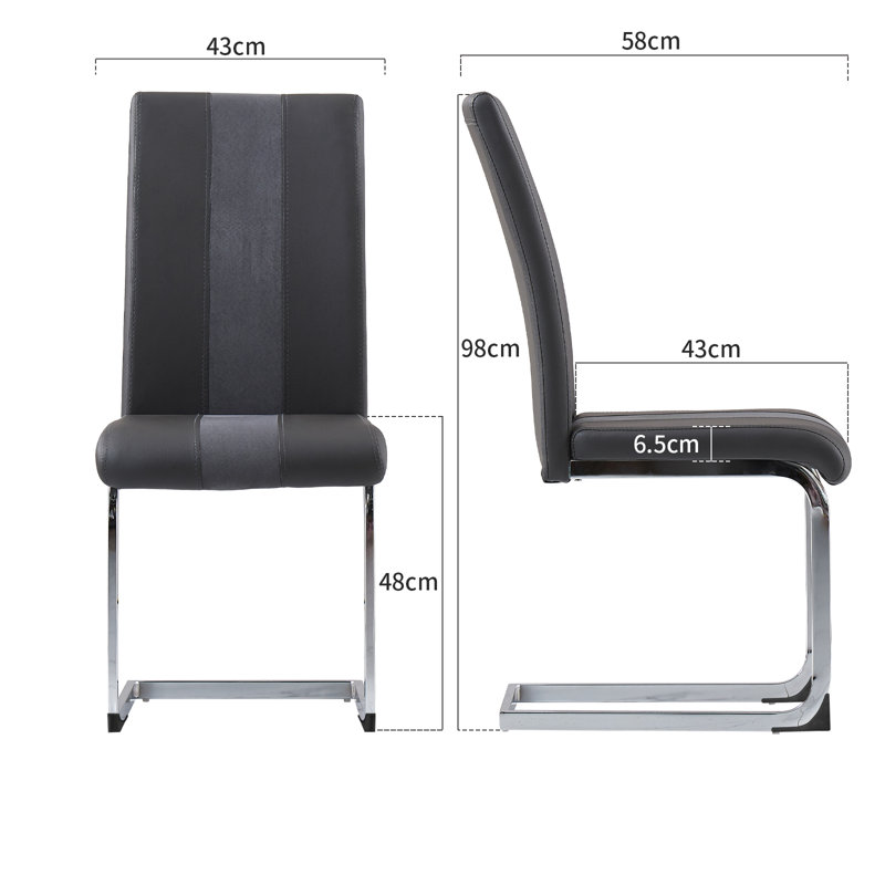 Amelie-Grace Faux Leather Upholstered Armless Dining Chair, Faux leather Dark Grey
