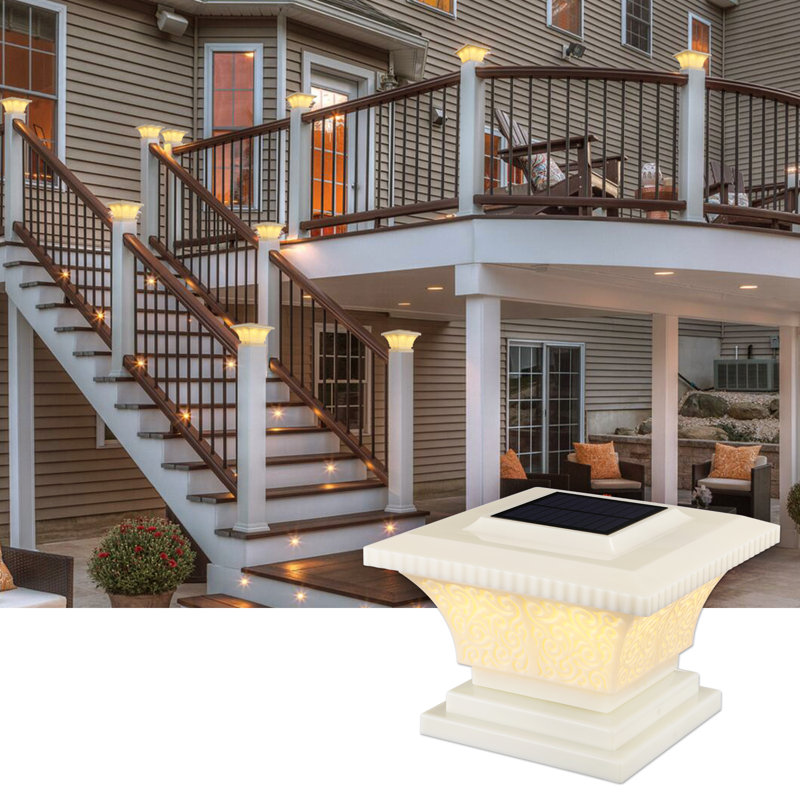 Savell LED Solar Fence Post Cap Light Dusk to Dawn Low Voltage 2700K Soft White