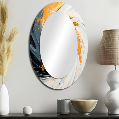 Radiant Revolve Orange Spiral - Miroir mural ovale orange moderne