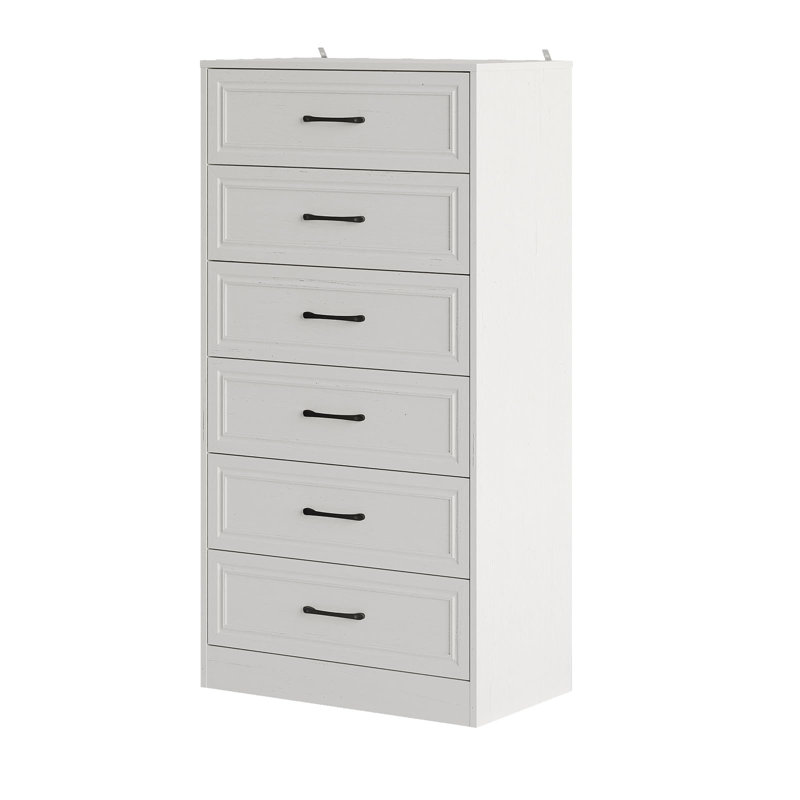 Commode 6 tiroirs pour chambre à coucher, Blanc