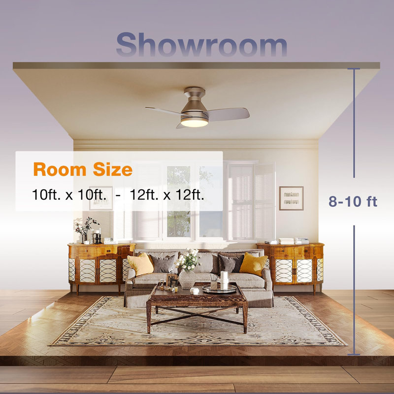 30 inch Low Profile Ceiling Fan with Light and Remote Control, Nickel