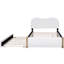 Lit plateforme double blanc avec lit gigogne et tête de lit en bois de pin pour plus de confort-453201144-453201145