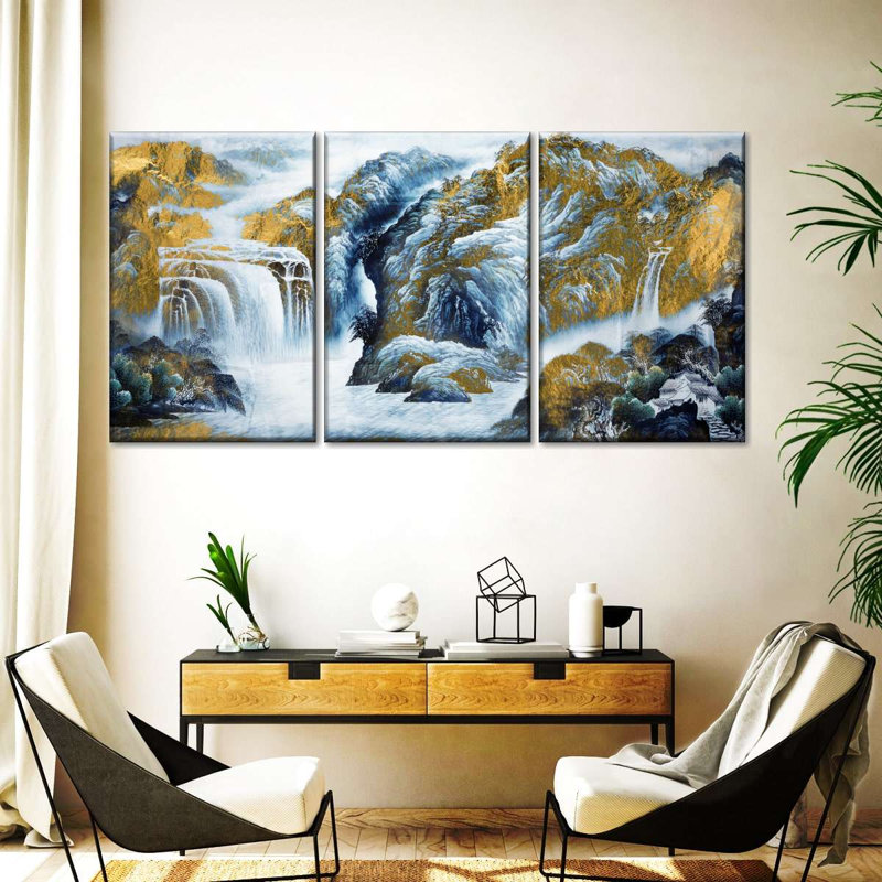" Waterfall Landscape " 3 - Pieces, 92" H x 45" W x 1.25" D