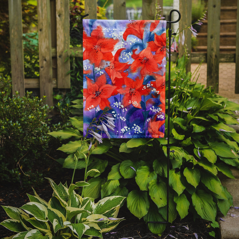 Drapeau de jardin à 2 côtés lillies, H 15 po x l 11 po