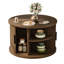 Table basse ronde avec rangement, table basse cannelée de 31,5 po avec porte coulissante incurvée à 360 °, table basse d'appoint en bois cannelé Farmhouse pour le salon, noyer