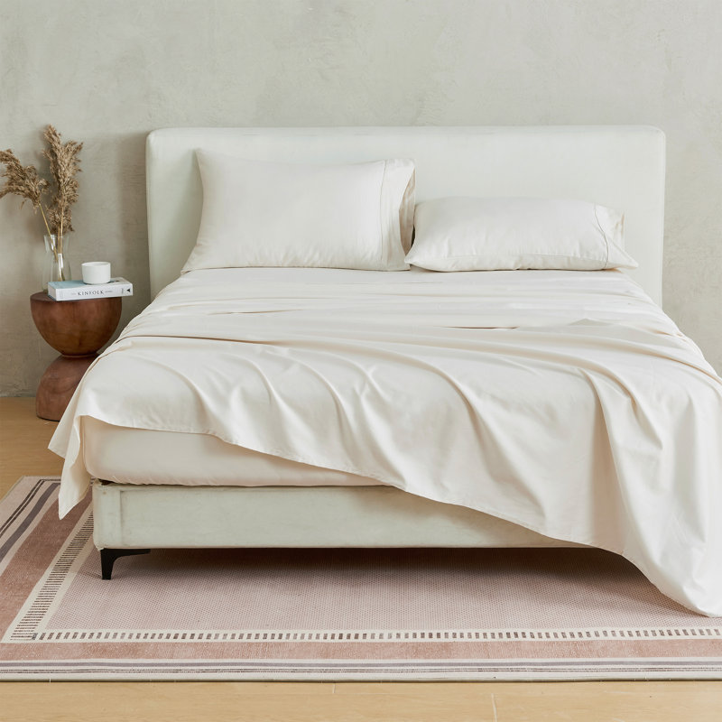 400 Thread Count 100% Cotton Sateen Sheet Set, Queen Sheet Set + 3 Additional Pieces, Natural