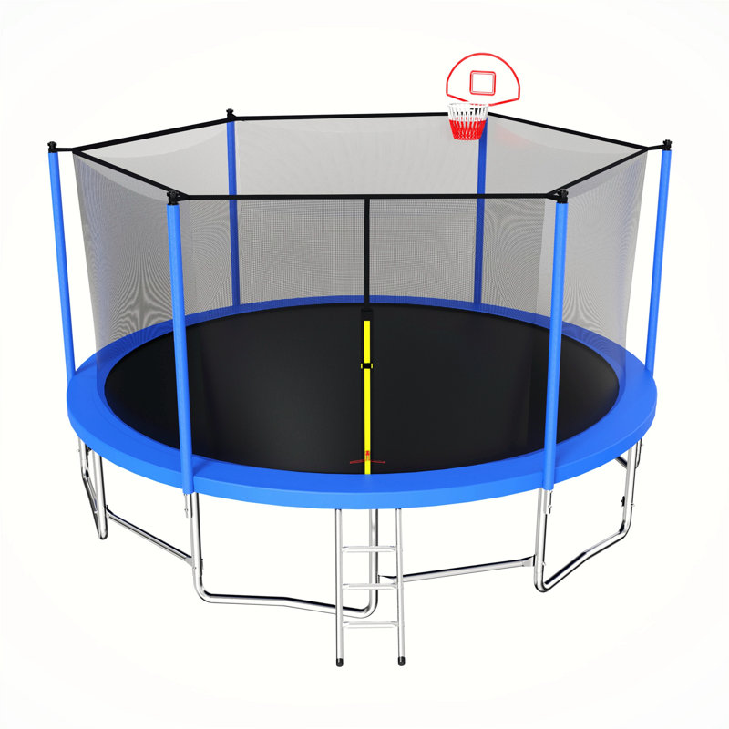 Trampoline de style roman, filet de sécurité, Bleu, Bleu
