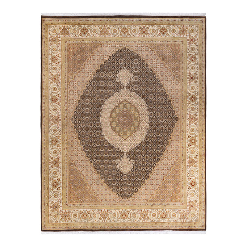 Tapis traditionnel en laine noué à la main brun 8 pi 2 po x 10 pi 5 po Hayner