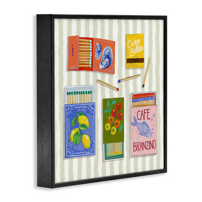 Ciao Bella Seaside Matchboxes Framed Giclee, design by Rachel Nerney