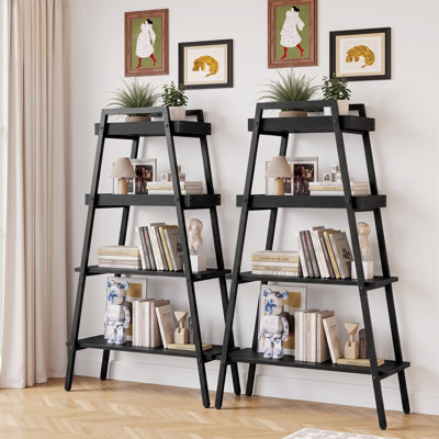 Ensemble de 2 étagères, ensemble de 2 étagères, étagère industrielle à 4 niveaux, support à plante moderne en A et support décoratif pour le salon, le bureau à domicile et la chambre à coucher