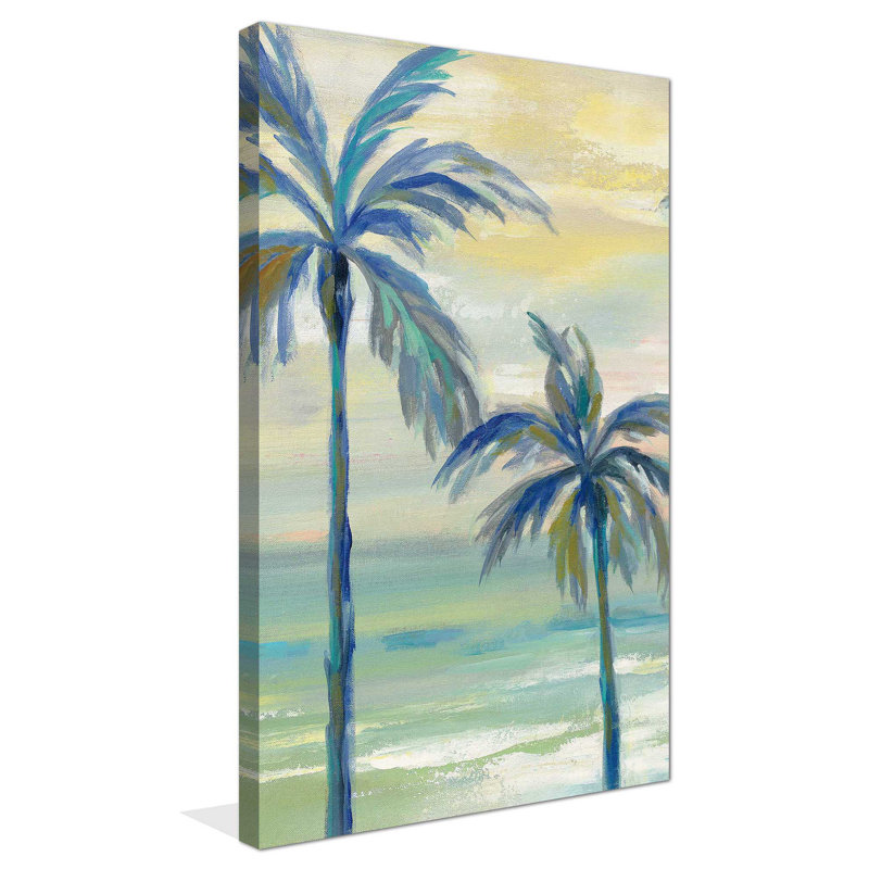 «Marine Layer Palms III», reproduction de peinture acrylique sur toile, H 30 po x l 18 po x P 1 po, Toile tendue