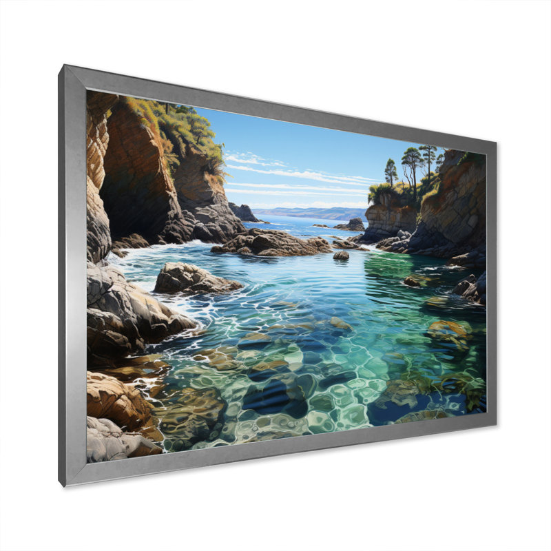 Bahiya Beach Rocky Retreat I, H 24 po x l 32 po x P 1 po, Cadre photo argenté