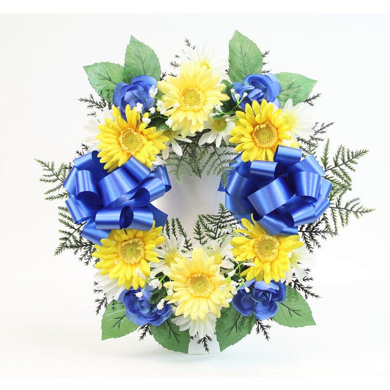Couronne de marguerite 18 po avec chevalet 18 po, Bleu