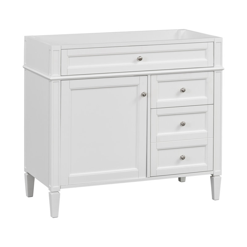 36'' Bathroom Vanity(Only Vanity Bases,Without Top Sink), Silver, White