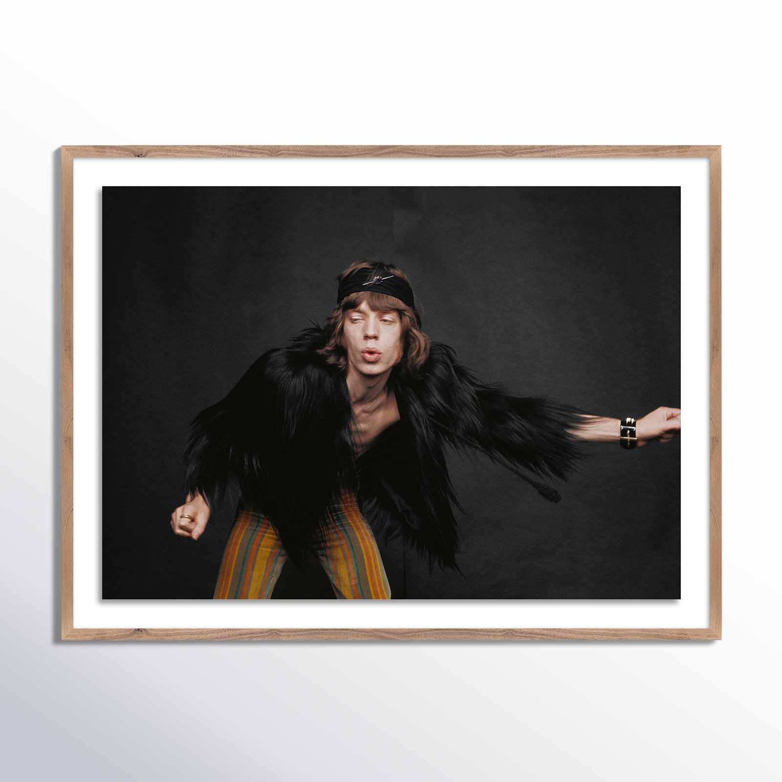 Adlar "Rolling Stones Singer" Print, 18" H x 24" W, Dark Brown Framed