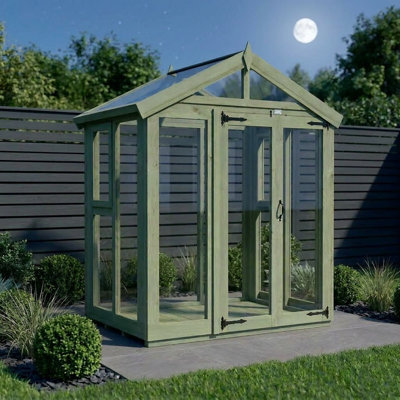 Total Sheds 6ft x 4ft Apex Glass Greenhouse - Horticultural Glass - Pressure Treated Timber - UK Manufactured