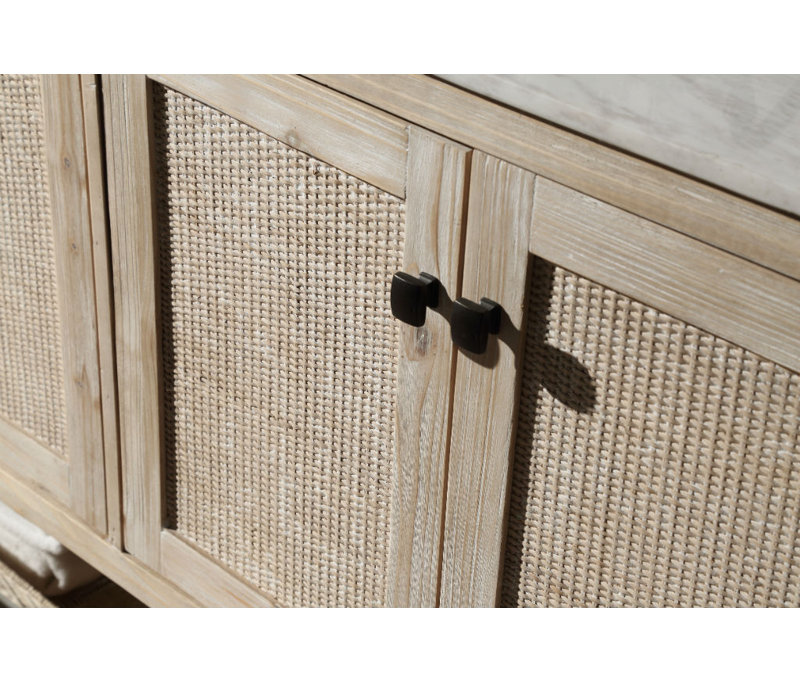 60'' White Wash Fir Wood Double Bathroom Vanity with Marble Top