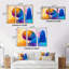 "Colorful Ornamental Trees" - 3 pièces, cadre flottant, impression sur toile-1463242249-1463242253