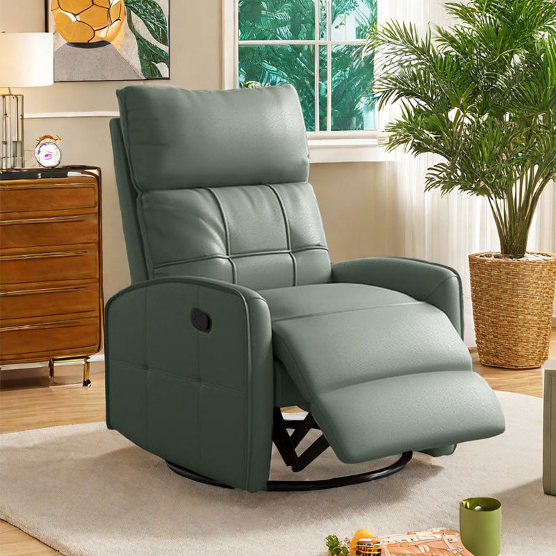 Kulmene Faux Leather Recliner, Blue Green Faux Leather