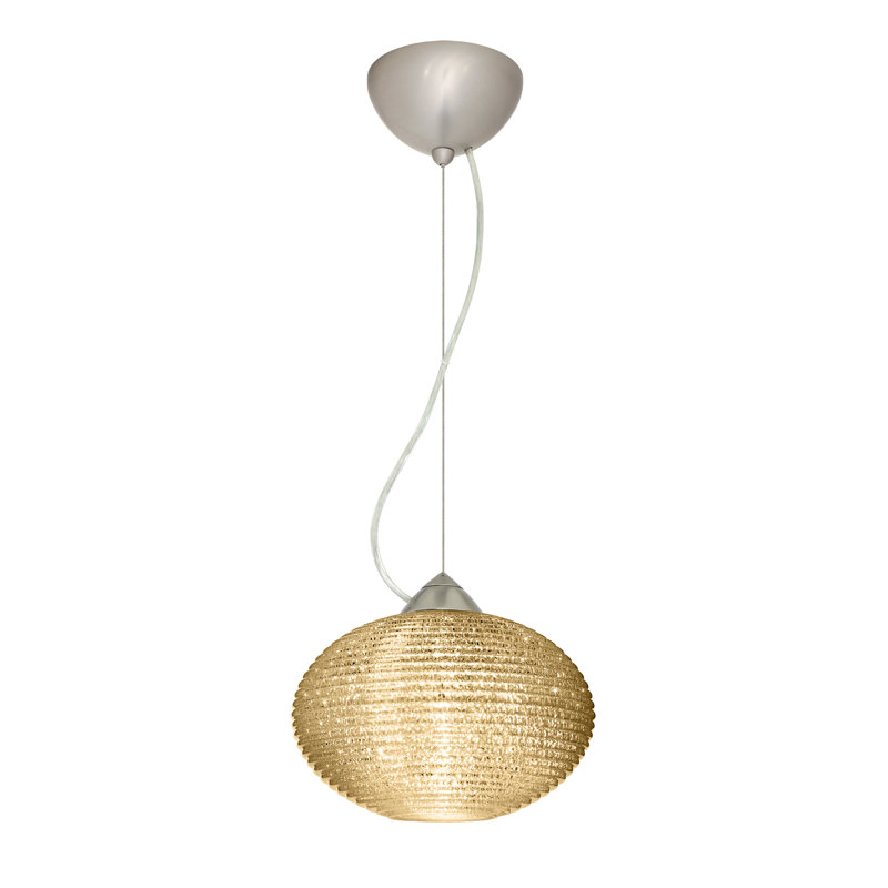 Maryrose 1 - Light Single Pendant, Satin Nickel, Glitter, 7.5" H x 11.75" W x 11.75" D