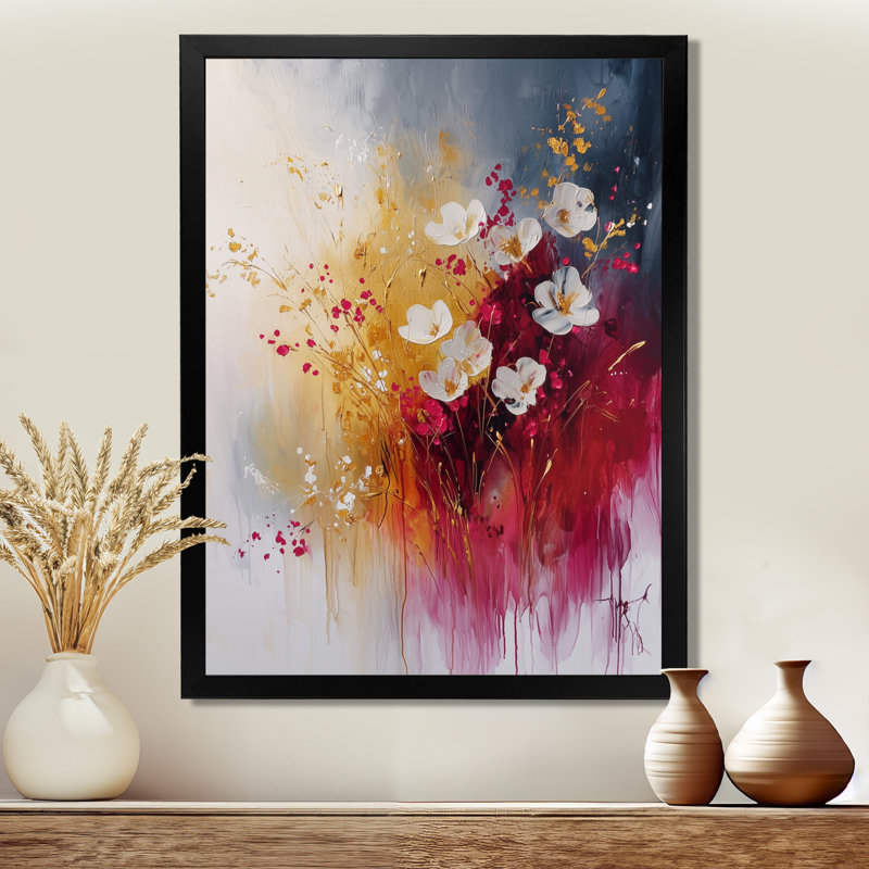 Odette - art mural floral, Noir, noir, noir, noir, H 20 po x l 12 po, Reproduction encadrée d'une seule photo