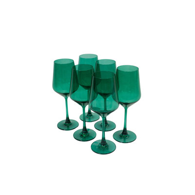 Verre à vin de couleur vert émeraude - ensemble de 6 - tiges