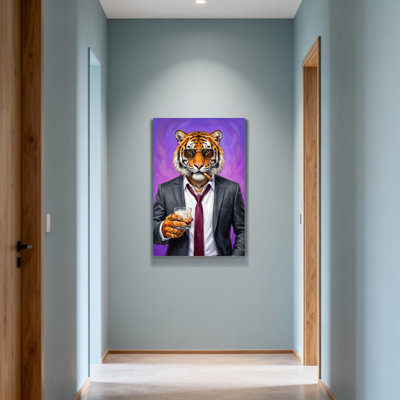 Animals Tiger In Suit With Drink And Cigar