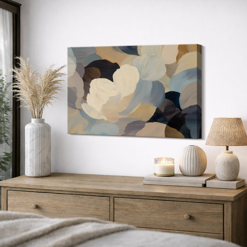 Œuvre douce et florale douce, images de chambre à coucher élégantes neutres, impression sur toile encadrée, Toile tendue