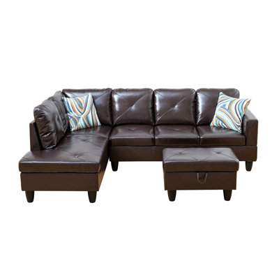 Krunoslav Faux Leather L-Shaped Sectional