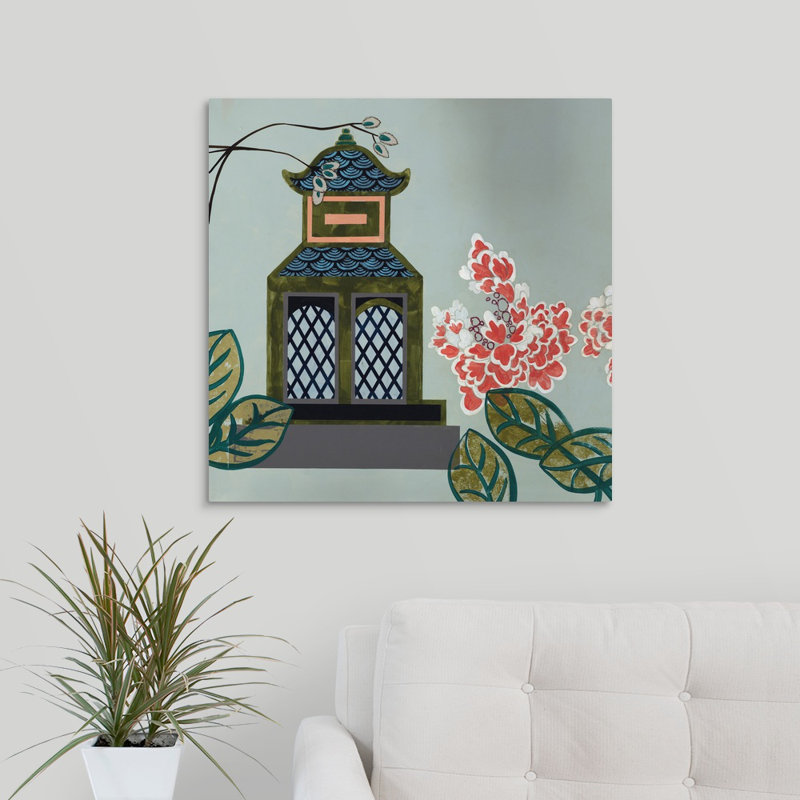 « pagode iii », peinture sur toile, Toile tendue, H 24 po x l 24 po x p 1,25 po