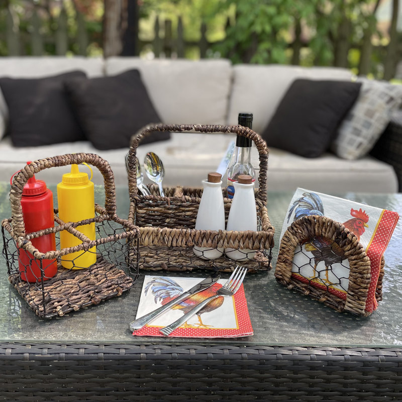 Dowe 3 Piece Abaca Indoor/Outdoor Serving Set