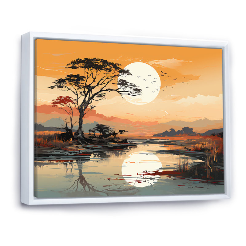 «Afrique Minimalisme», impression sur toile, H 24 po x l 32 po x P 1 po, Cadre flottant blanc