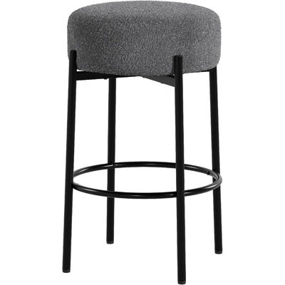 Round Barstools 24" Set of 6,Modern Counter Height Bar Stools with Sherpa Soft Seat for Kitchen Island, Bar, Dining Room,Backless Metal Legs