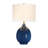 24in. 3-Way Blue Ceramic Table Lamp With Drum Shade