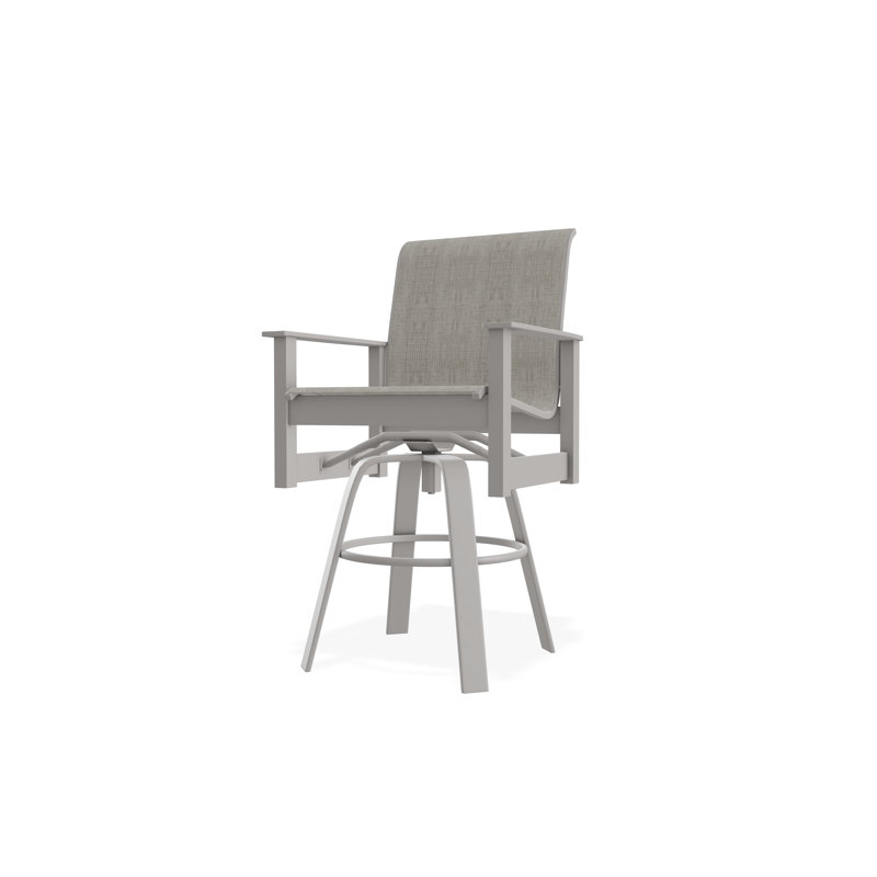 Fauteuil pivotant à hauteur de barre en polymère de qualité marine Leeward Sling, Gris chaleureux, Fumée, 30"