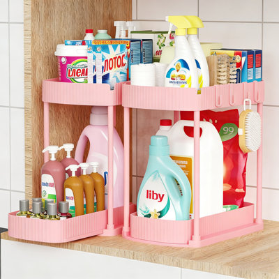 Ensemble de 2 organisateurs coulissants sous évier, tiroirs de rangement polyvalents pour armoires de cuisine et de salle de bain, solution robuste pour économiser de l'espace