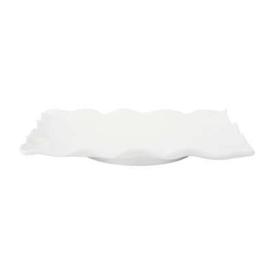 2-Piece White 17 1/2" Melamine Serving Tray